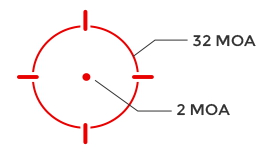 Точка 2 МОА и круг 32 МОА