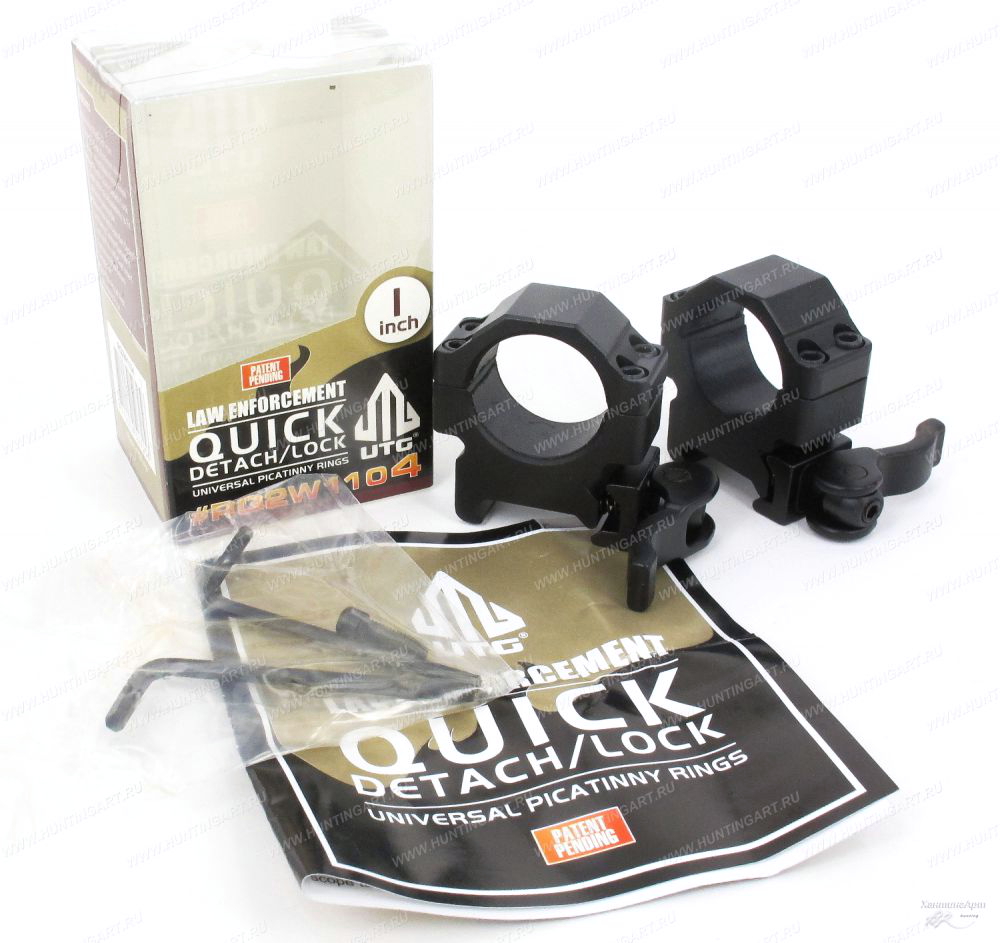 Leapers RQ2W1104_Кольца быстросъемные низкие UTG 25,4 мм на Picatinny с рычажным зажимом