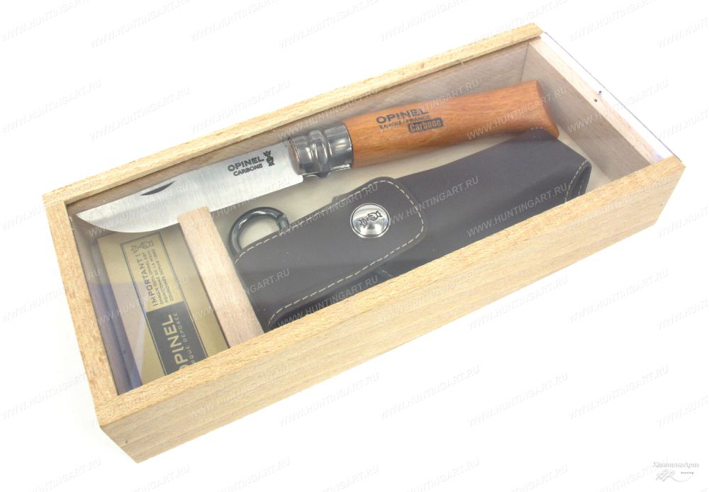 Opinel 000815_Складной нож Opinel n°8 с чехлом, в деревянной коробке