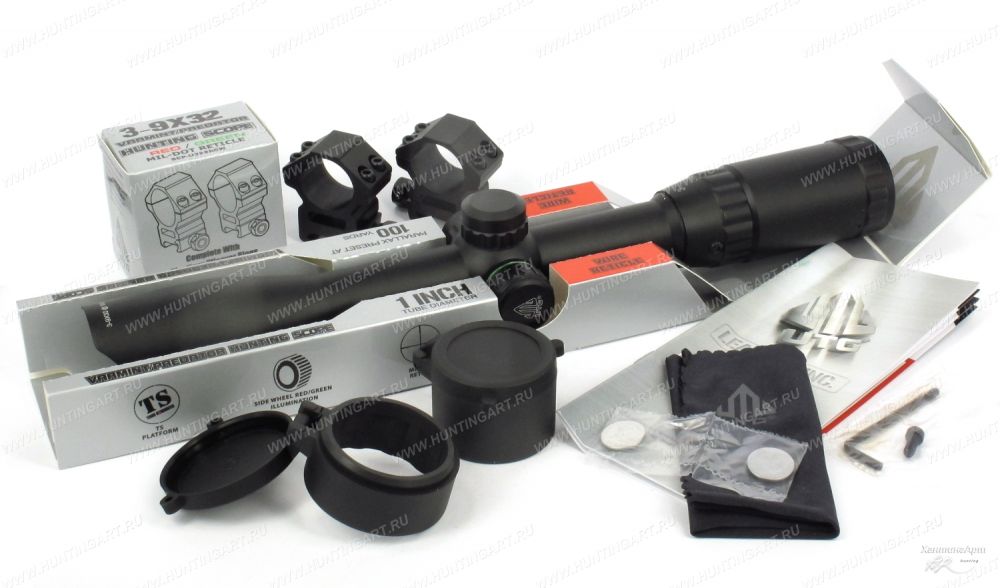 SCP-U392RGW Прицел Leapers Hunter 3-9x32 Mil-dot, подсветка, кольца Weaver