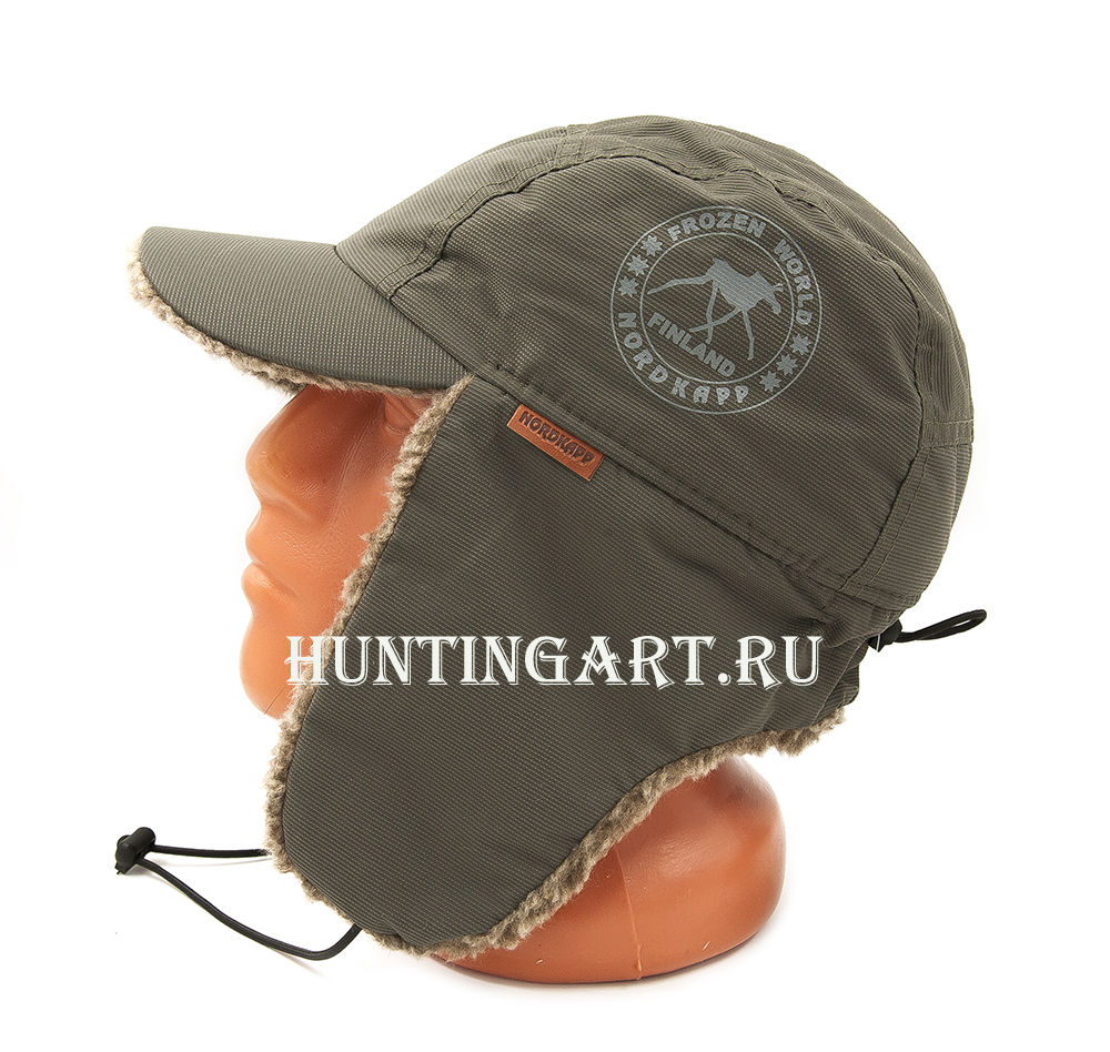 Кепка-ушанка NordKapp Frozen World khaki, искусственный мех- овчина купить в интернет-магазине ХантингАрт