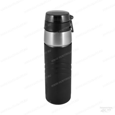 Термос для напитков (термос-бутылка) THERMOS TS-2706 0.6L (открытие/закрытие одной рукой, силиконовый чехол) чёрный купить в интернет-магазине ХантингАрт