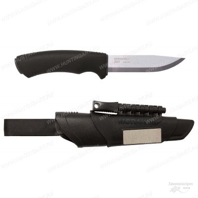 Нож Morakniv Bushcraft Survival Black Ultimate Knife, огниво и точилка, нержавеющая сталь, клинок 109 мм, чёрный купить в интернет-магазине ХантингАрт