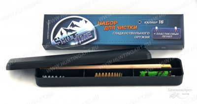 Набор для чистки гладкоствольного оружия ShotTime калибр 16, деревянный шомпол + 3 ерша, пластиковый пенал купить в интернет-магазине ХантингАрт