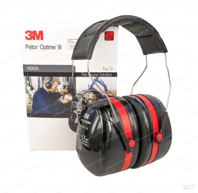 Наушники противошумные 3М™Peltor™ Optime™ III, SNR 35 db, нескладное оголовье, чёрные/красные купить в интернет-магазине ХантингАрт