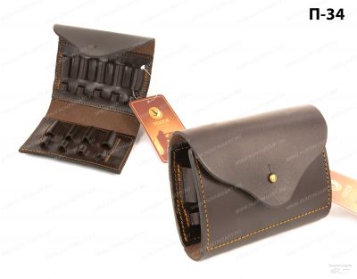 Подсумок поясной двухрядный Vektor П-34 из натуральной кожи под 9 нарезных патронов, калибра 7,62x54, .30-06, .308 купить в интернет-магазине ХантингАрт