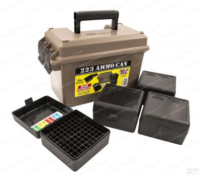 Ящик MTM Ammo Can 223 в комплекте с 4 коробками для патрон RM-100 по 100 шт (400 шт) (17/221/222/223 Rem, 6mm-223 Rem) купить в интернет-магазине ХантингАрт