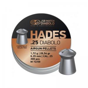 Пули JSB Hades Diabolo 6,35 мм (.25), 1,72 грамм, 300 штук купить в интернет-магазине ХантингАрт