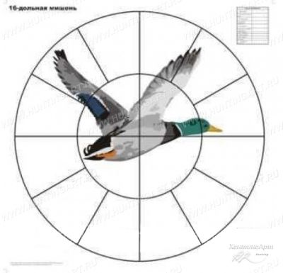 Мишень Селезень для пристрелки дробовых ружей 16-дольная (100 шт.) купить в интернет-магазине Хантингарт