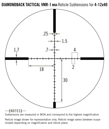 Прицел Vortex Diamondback Tactical 4-12x40, 26 мм, сетка VMR-1 (MOA) без подсветки купить в интернет-магазине huntingart.ru