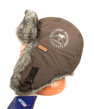 Шапка-ушанка NordKapp Badger MX Brown 526, мех барсук купить в интернет-магазине ХантингАрт