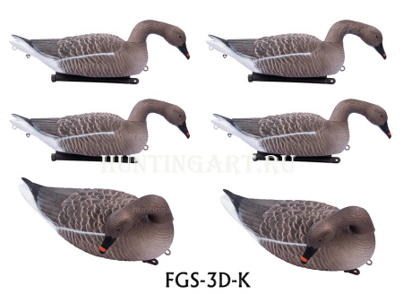 Комплект из 6 плавающих кормящихся чучел гуся Гуменника North Way Sofplast 3D (со съемными головами) FGS-3D-K купить в интернет-магазине ХантингАрт