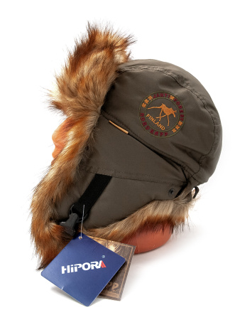 Шапка-ушанка NordKapp Oster Canadian Fox khaki 536, мех Лиса купить в интернет-магазине ХантингАрт