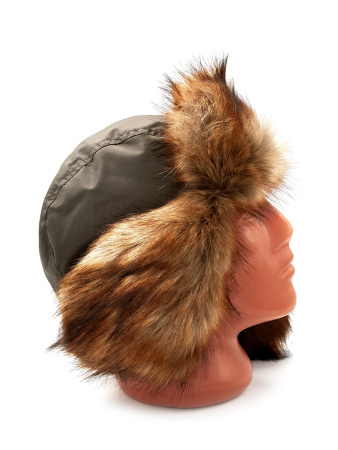 Шапка-ушанка NordKapp Oster Canadian Fox khaki 536, мех Лиса купить в интернет-магазине ХантингАрт