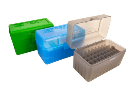 Коробка MTM RL-50-10 для 50 патронов к нарезному оружию, калибра 25-06, 270Win, 280Rem, 30-06, 300WinMag, 8x57Mau, 410 купить в магазине huntingart.ru