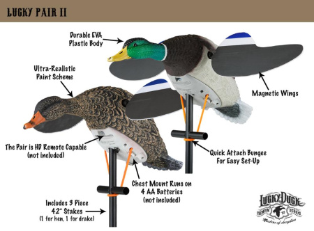 Чучела утки и селезня с вращающимися крыльями Lucky Duck Lucky Pair II купить в интерент-магазине Хантингарт